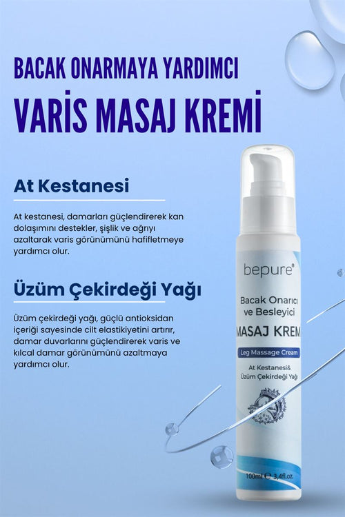 Bepure Varis Bölgesi Için Bacak Onarmaya Yardımcı Ve Besleyici Varis Masaj Kremi 100 ml